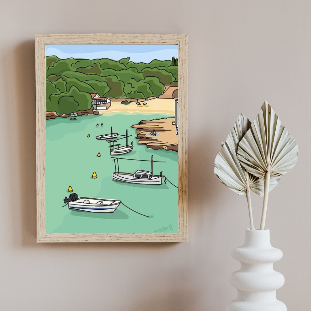 ILUSTRACIÓN PLAYA ALCAUFAR 3 - sweetmenorca